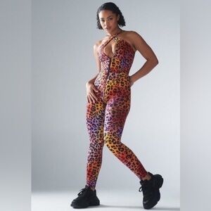 Savage x Fenty Hotline Athletic Jumpsuit Bright Colored Leopard Print 1X